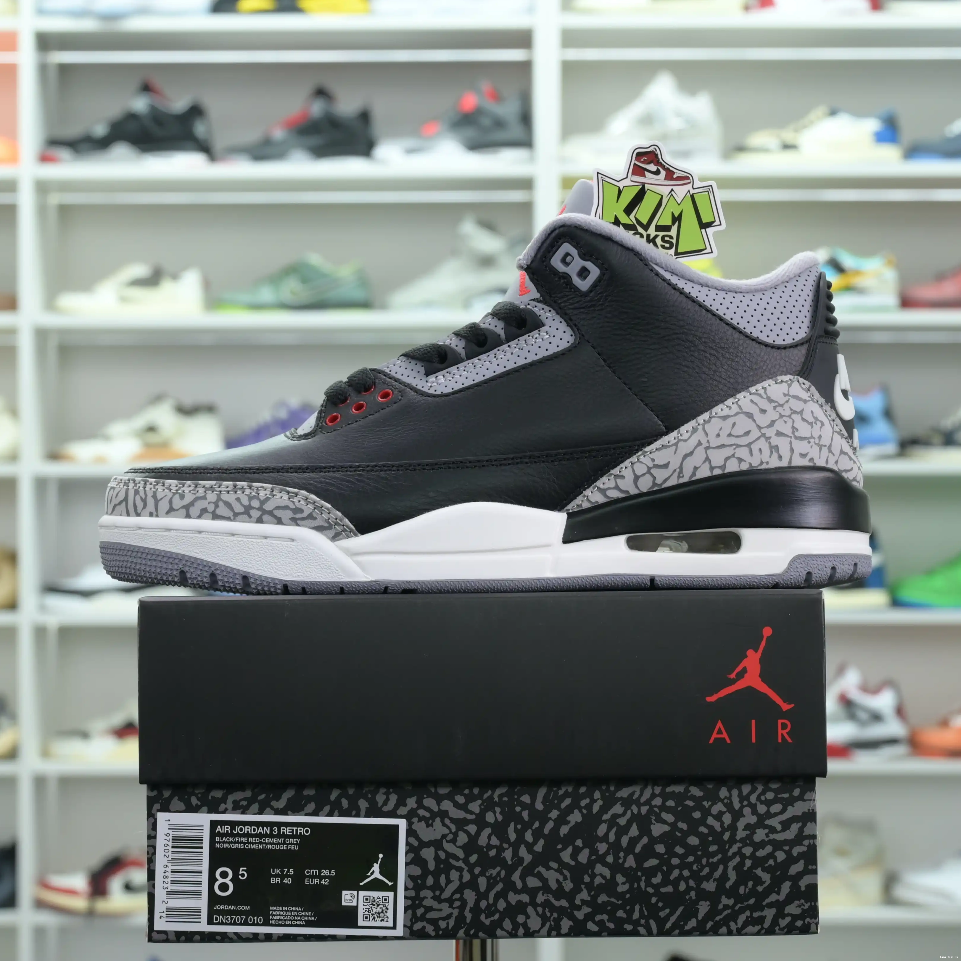 Air Cement Jordan Reimagined” 3“Black Kimikick 0607